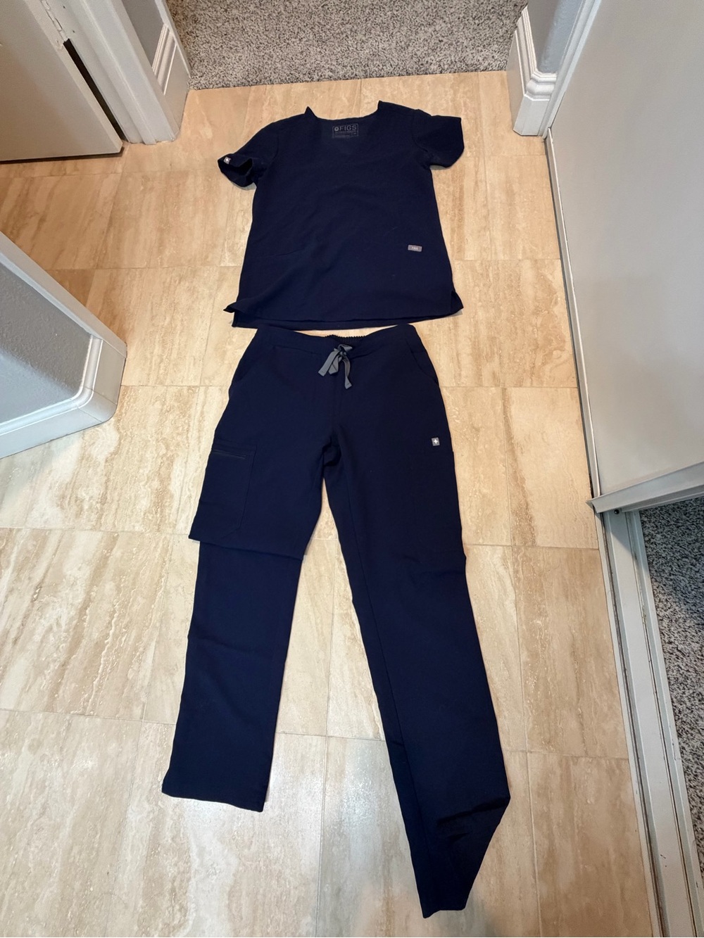 Figs Navy Scrub Top and Pants